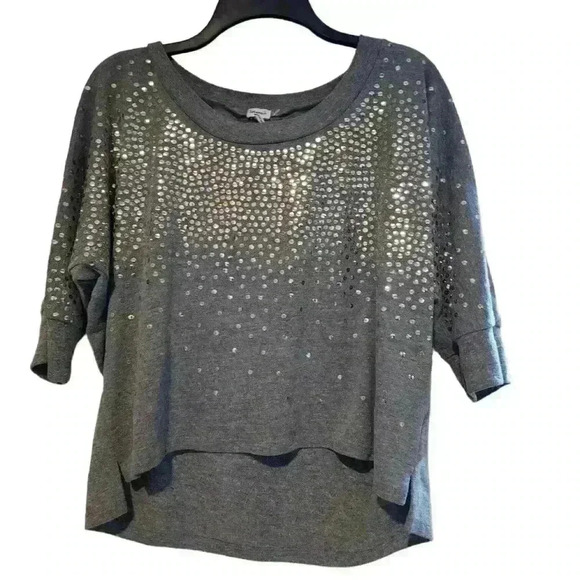 161 Splendid gray and sequins dolman sleeve heather gray size small - Picture 1 of 6